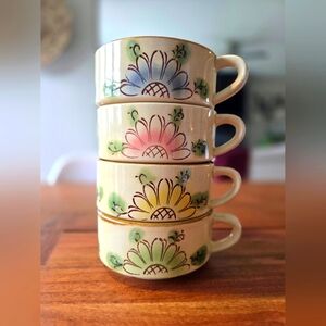 Vintage stacking soup mugs